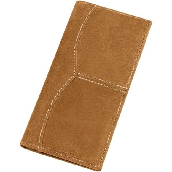 RFID Vintage Look Genuine Leather Long Bifold Wallet Checkbook Wallets for Men - Picture 8 of 8